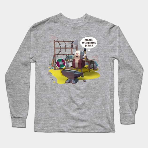 Makes everything better, Blacksmith Old Man Grandfather, Peter Long Sleeve T-Shirt by Nakano_boy